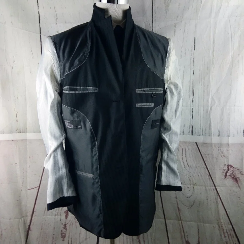 J. Ferrar 42R 3 Button Black Striped Suit Jacket